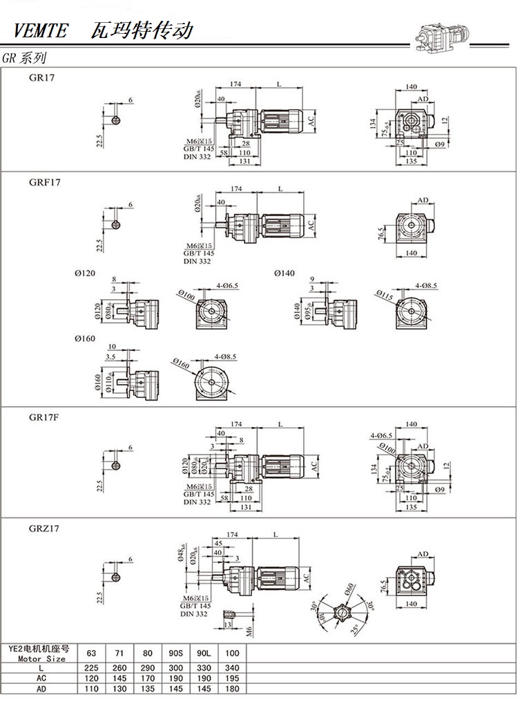 R17減速機圖紙，R00系列齒輪減速器尺寸圖