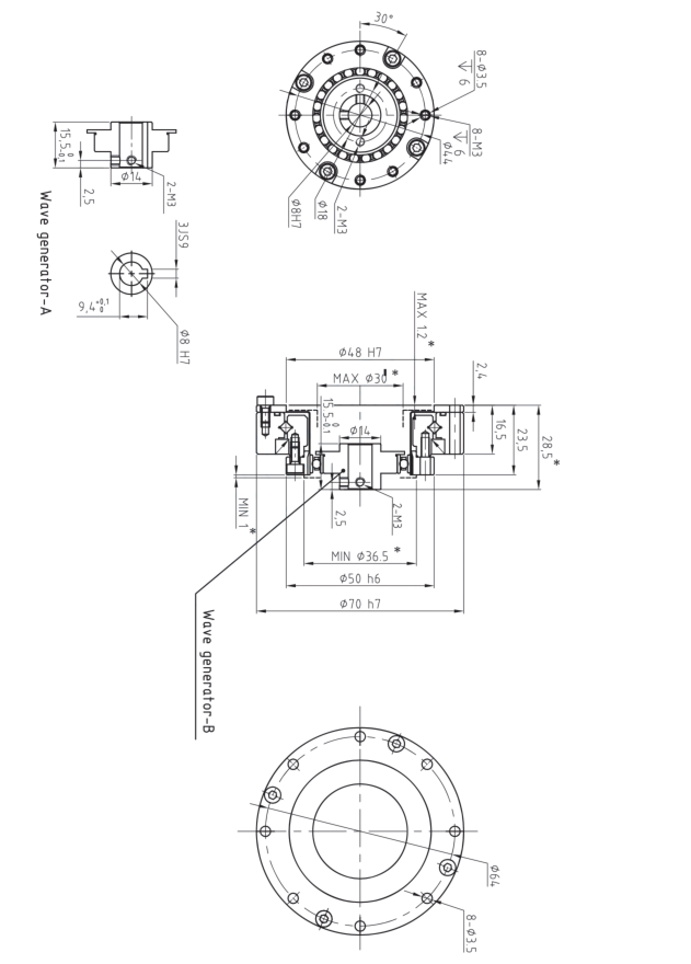 LHT14諧波減速機(jī)圖紙