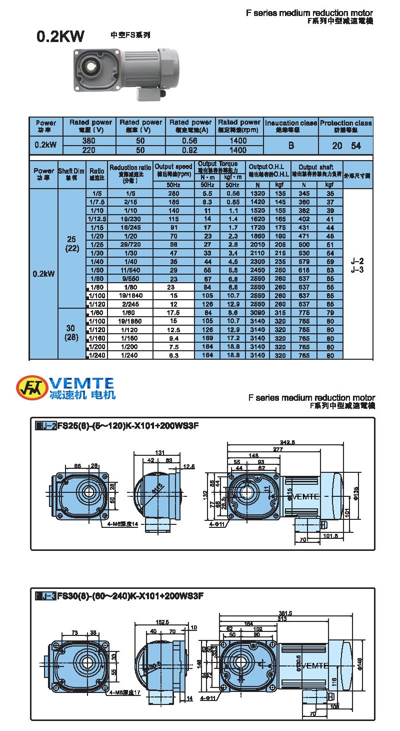 縮框型0.2KW-空心軸