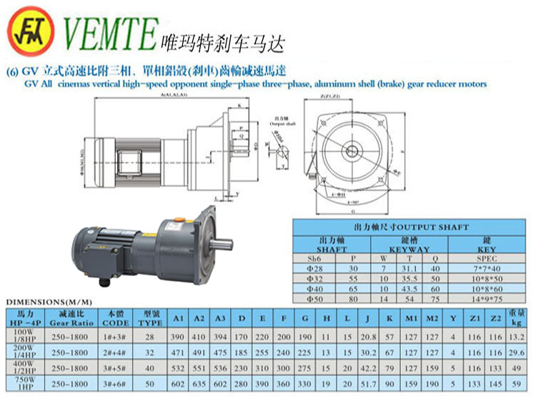 GV立式高速比付三項(xiàng)，單項(xiàng)鋁殼剎車齒輪減速馬達(dá)